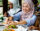 Young woman enjoying dinner